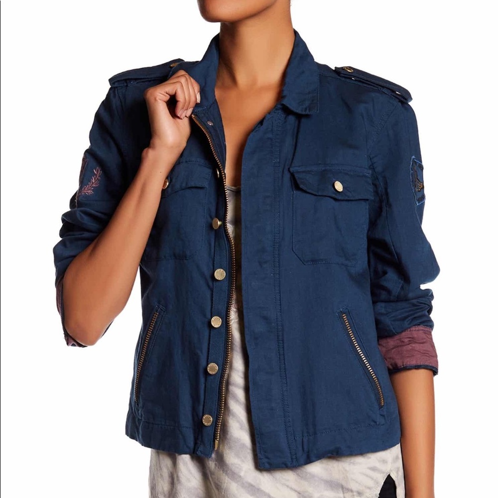 Zadig & Voltaire Kavy Linen Jacket Blue Size Small